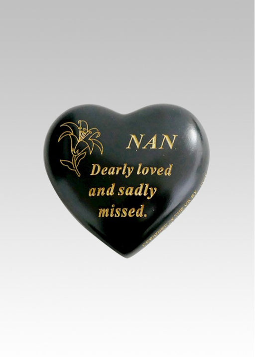 Black & Gold Lily Heart Stone - Nan