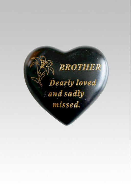 Black & Gold Lily Heart Stone - Brother