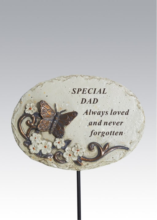 Oval Memorial Stick With Butterfly - Dad