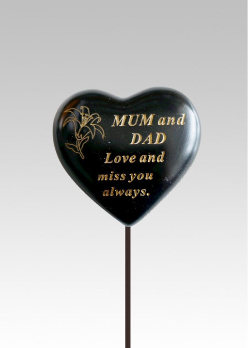 Black & Gold Lily Heart Stick - Mum & Dad