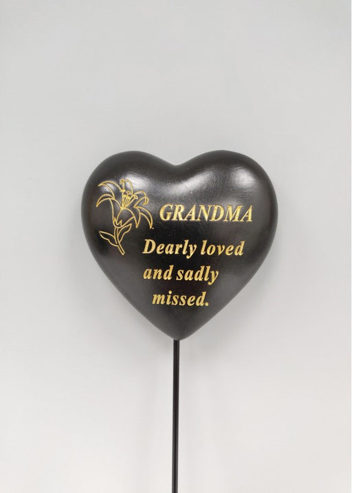 Black & Gold Lily Heart Stick - Grandma