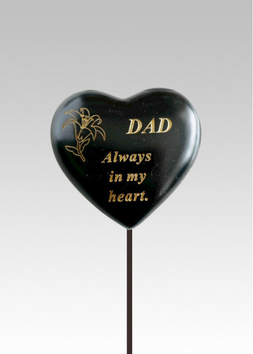 Black & Gold Lily Heart Stick - Dad