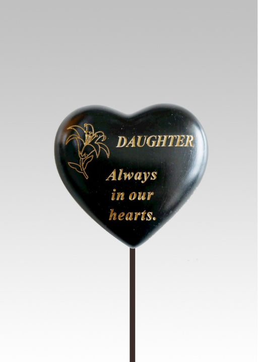 Black & Gold Lily Heart Stick - Daughter