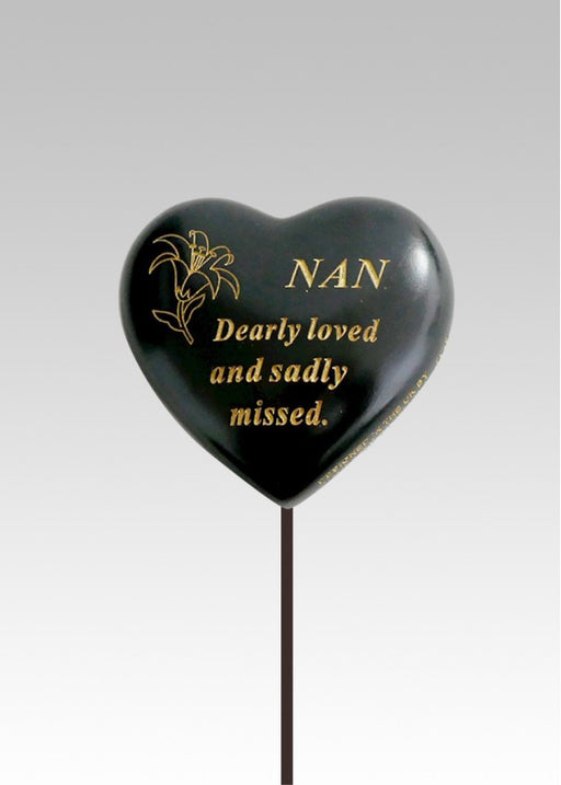 Black & Gold Lily Heart Stick - Nan
