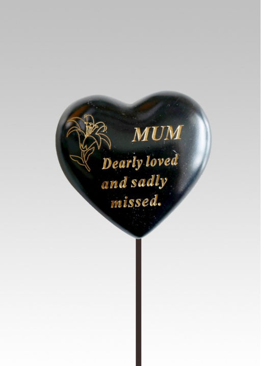 Black & Gold Lily Heart Stick - Mum