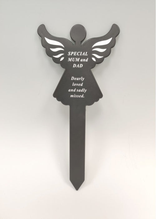 Plastic Black Angel Stake - Special Mum and Dad