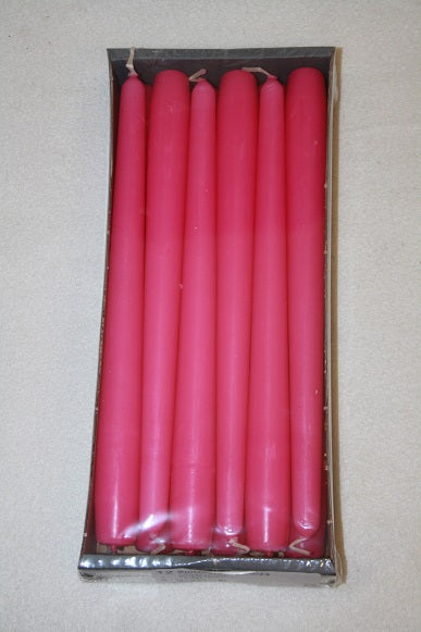 250 mm x 23 mm Tapered Candles Box of 12 - Fuchsia