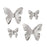 Butterflies Stickers 4.5 & 2.5cm Silver Pack of 4
