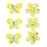 Green Floral Butterfly and Flowers, Pack of 6