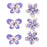 Purple Floral Butterfly and Flowers, Pack of 6