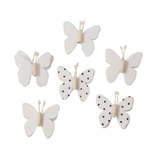 Printed Beaded Butterfly Stickers 2.5cm  White Pack of 6