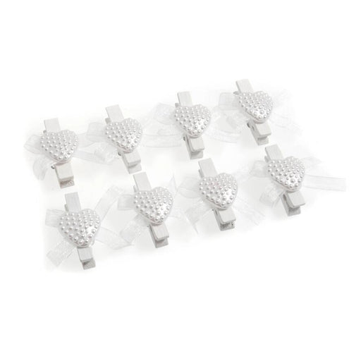 6 Heart Pegs - White - 3.5cm Peg