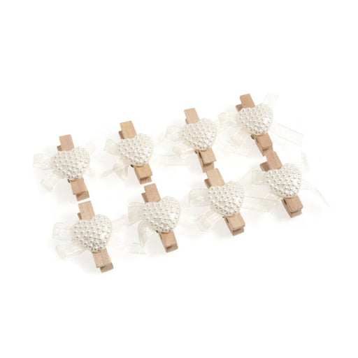 Heart Pegs - Ivory - 3.5cm Natural Peg