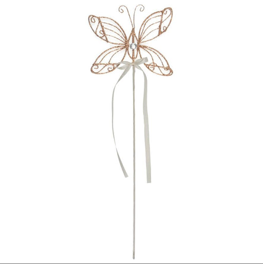 Butterfly with Ribbon Rose Gold Wand