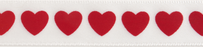 16mm x 4m Satin Heart Print - Red on White