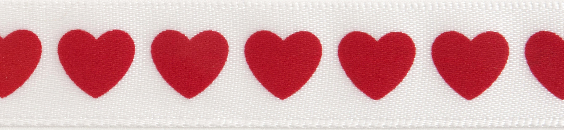 16mm x 4m Satin Heart Print - Red on White