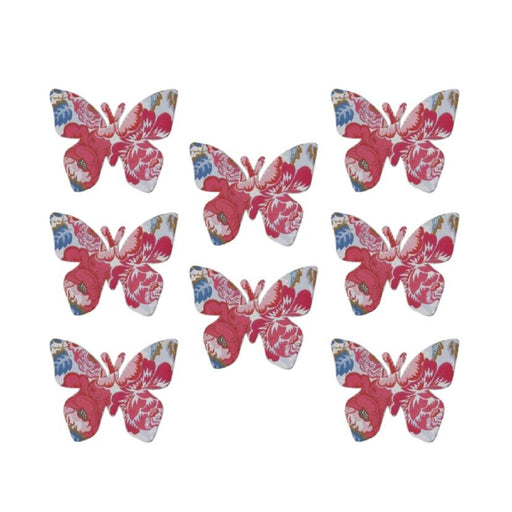 Pack of 8 Pink Wooden Printed Butterfly with Self-Adhesive