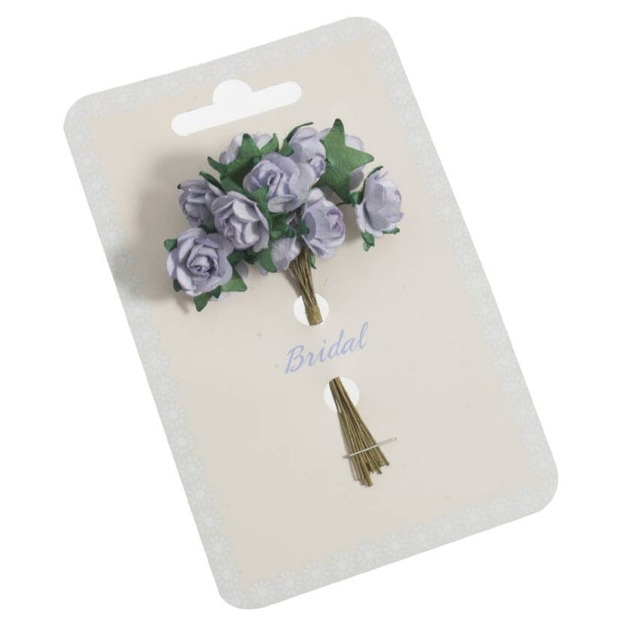 Paper Rose -14mm Heads - 12 Stems - Lavender