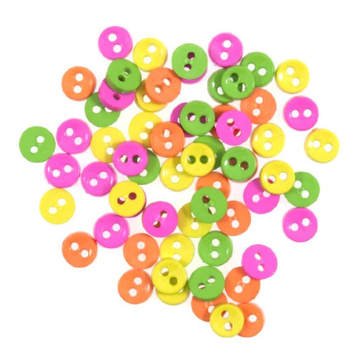 7mm Novelty Craft Buttons, Mini Neon Colours , Pack of 4g