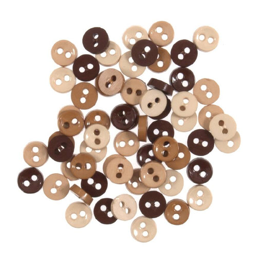 7mm Novelty Craft Buttons, Mini Natural Colours , Pack of 4g