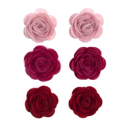 Self Adhesive Open Roses, Shades of Pinks Pack of 6