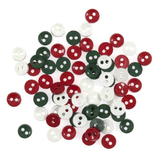7mm Novelty Craft Buttons, Red, Green & White Colours , Pack of 4g
