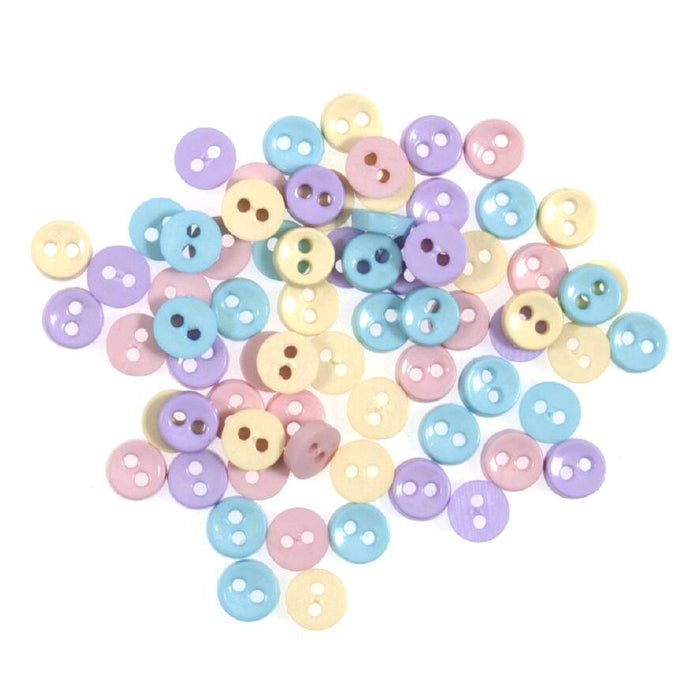 7mm Novelty Craft Buttons, Pastel Colours , Pack of 4g