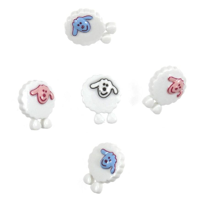 Novelty Craft Buttons,Sheep, Pack of 5