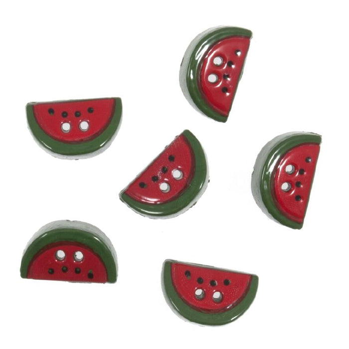 Novelty Craft Buttons, Watermelon, Pack of 6