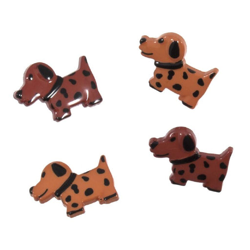 Novelty Craft Buttons ,Brown Dogs, Pack of 4