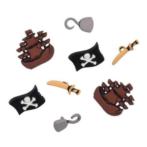 Novelty Craft Buttons ,Pirates, Pack of 8