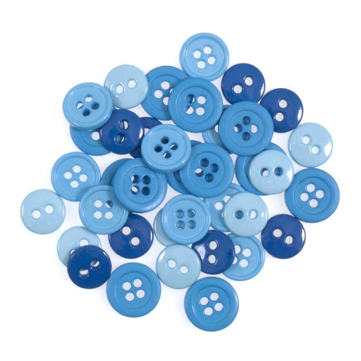 Craft Buttons Pack of 125 - Mix of 2-Hole and 4-Hole - Blue Shades