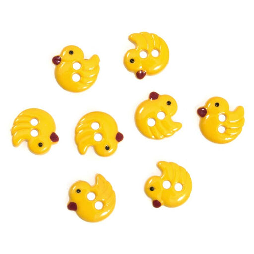 Novelty Craft Buttons ,Yellow Ducks , Pack of 8