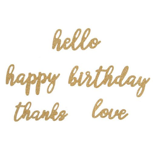 Happy Birthday, Hello, Love, Thanks, Gold Card Craft Stickers