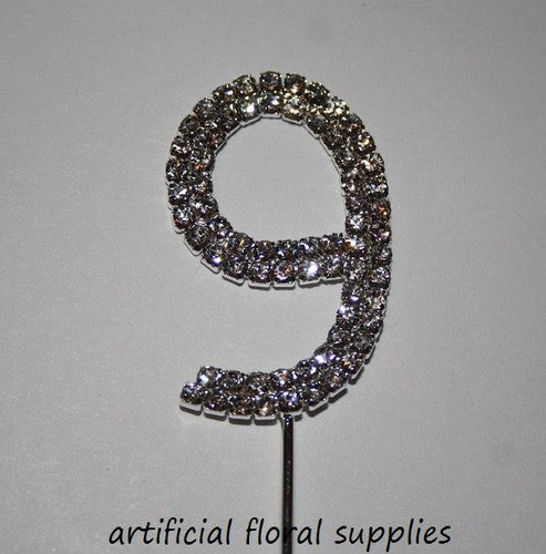 Single Number Diamante Cake Topper "9"