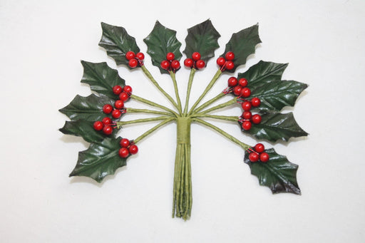Artificial Holly & Berry Spray x 12cm