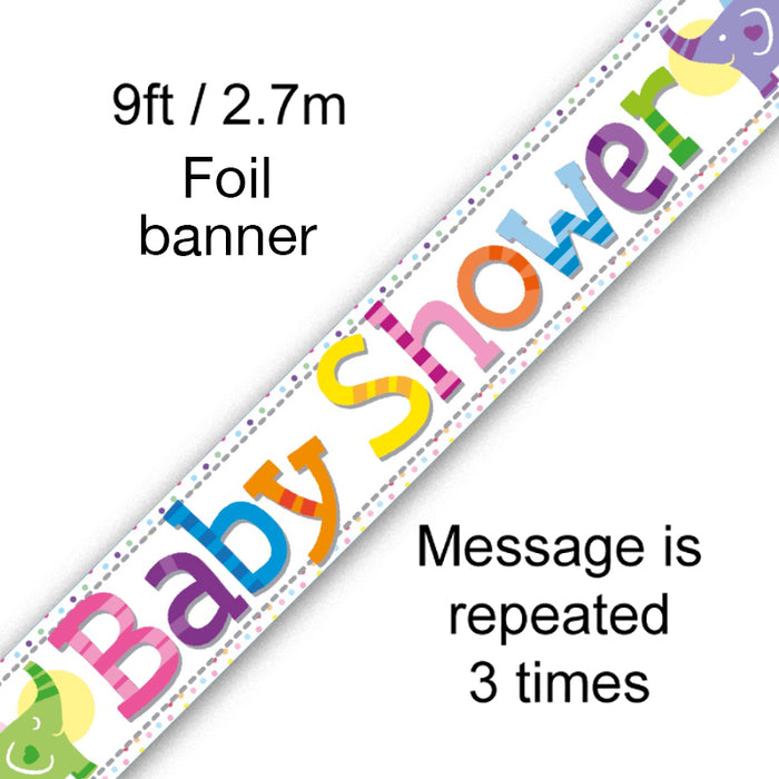 Baby Shower Foil Banner x 9ft - Elephants