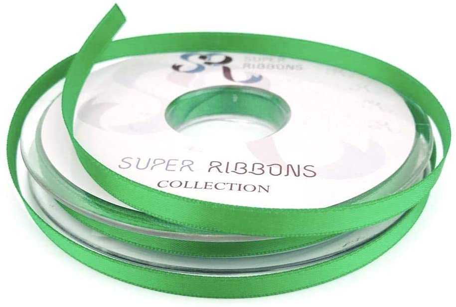 3mm x 50m Double Faced Satin Ribbon Roll - Emerald Green