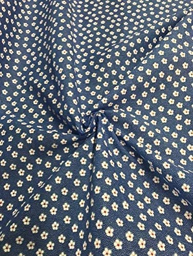1 Metre Ditzy Small Floral Royal Blue Polycotton Fabric  x 43"