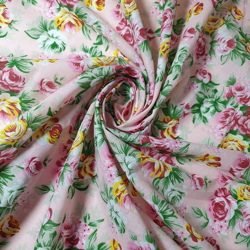 1 Metre Pink Vintage Rose Polycotton Fabric x 112cm / 44"
