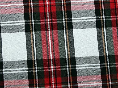1m Red and Ivory Tartan fabric 150cm width
