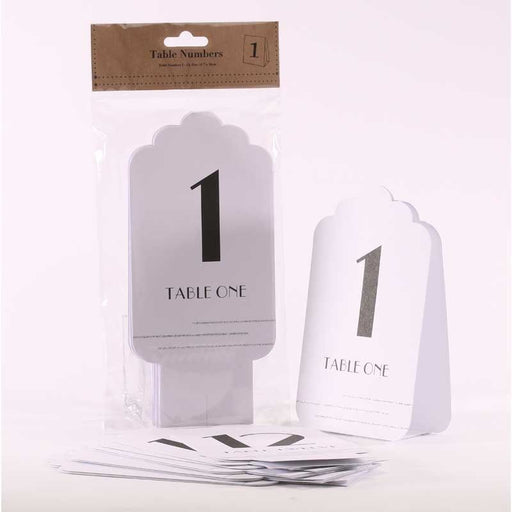 White with Silver Glitter Table Numbers 1-12