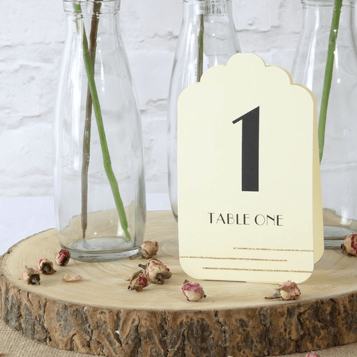 Ivory with Gold Glitter Table Numbers 1-12
