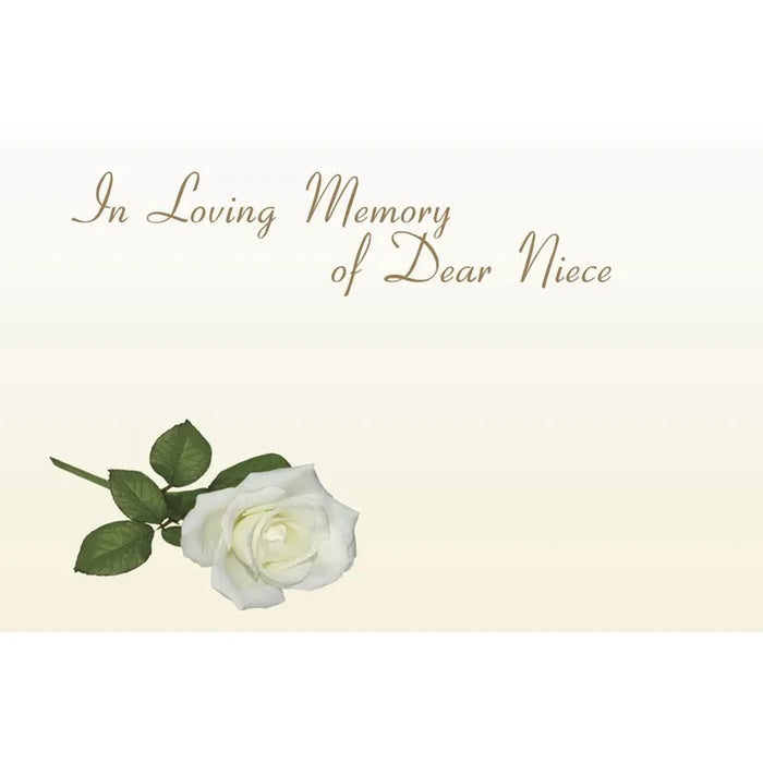50 Cards In Loving Memory of a Dear Niece - Ivory Lemon Rose