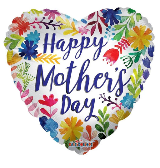 Happy Mothers Day Painted Flowers Balloon (18 inch)