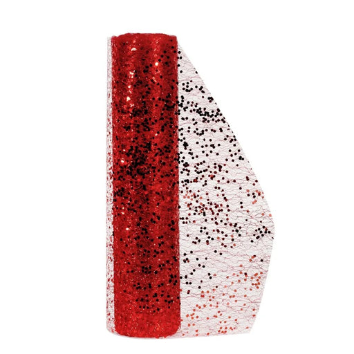 30cm x 5yds Glitter Fabric Mesh Runner - Red
