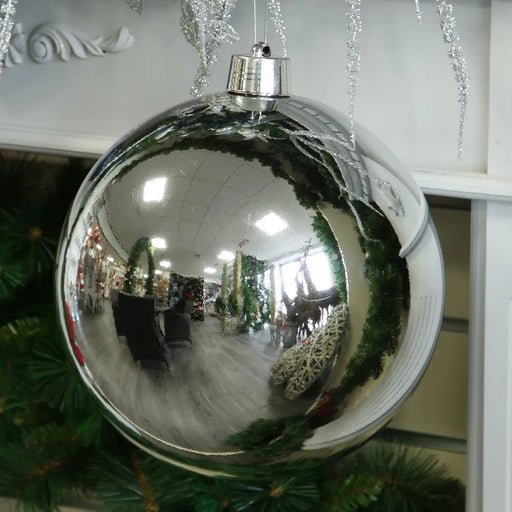 Giant Silver Shiny Shatterproof Bauble - 30cm