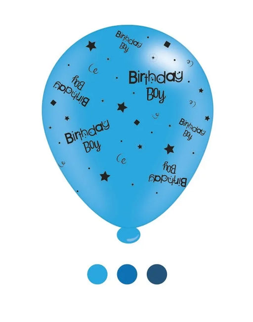 Pack of 8 - Birthday boy - Blue Mix Birthday Latex Balloons ,10" size