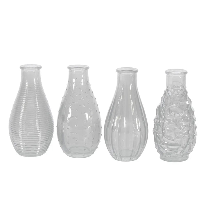 Assorted Vintage Bud Vases Clear - 14cm - One Selected at random