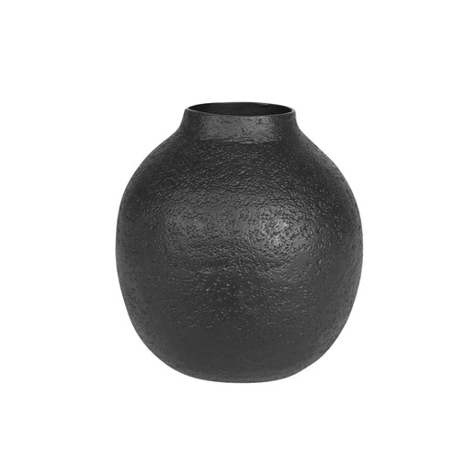 Sand Hammer Curved Ball Vase - Black Aluminium - Height 11cm